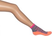 Bonnie Doon - Dames - Sports Cushion Quarter - Grey Heather/Hot Pink - maat 35-38