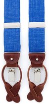 Albert Thurston 2493/7 - bretels - blauwe banden van Hardy Minnis wol - bruin leer - Y model - clips en lussen