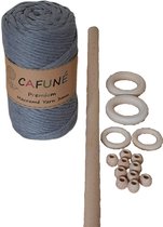 Paquet Cafuné Macramé - Corde Macramé Turquoise - Baguettes et bâtons en bois - Perles colorées