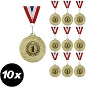 10x Medailles universeel metaal goud eerste prijs medaille inclusief halslinten