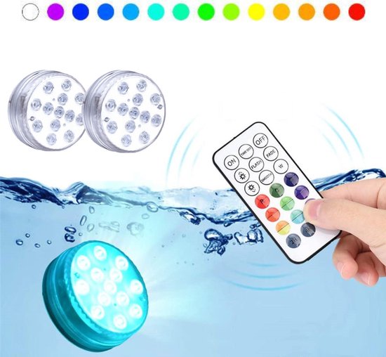 2 X LED zwembadverlichting – 13 LEDS - Inclusief Afstandsbediening En Accessoires - Onderwater verlichting - Spa Verlichting - Badspeelgoed - Jacuzzi accessoires - Zwembadverlichting - Aquarium - Onderwaterlamp - voor zwembaden - 100% Waterdicht