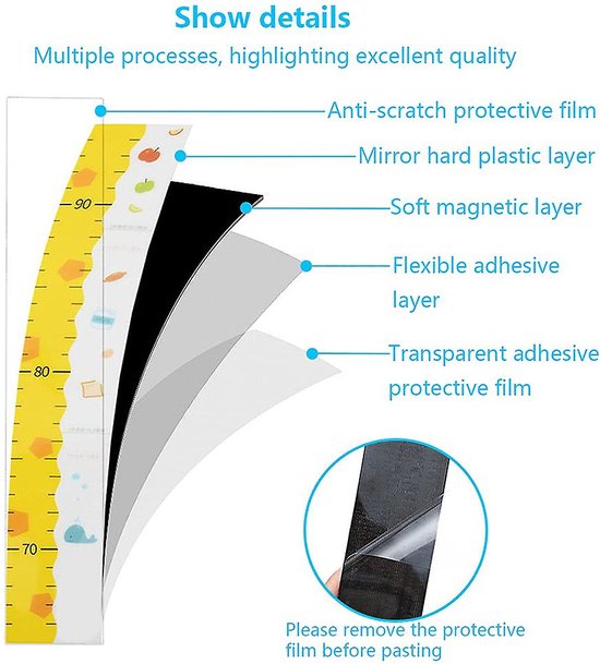 Toise de croissance pour enfant,Charte de croissance,Tableau de Mesure de  hauteur Règle de mur pour garçon fille Décor de la chambre