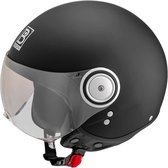 BEON B110 Motor helm met vizier - Geschikt als Scooter Brommer Motor Snorfiets helm - Retro Vespa scooterhelm - Volwassenen - L - Mat Zwart - Jethelm incl Gratis helmtas