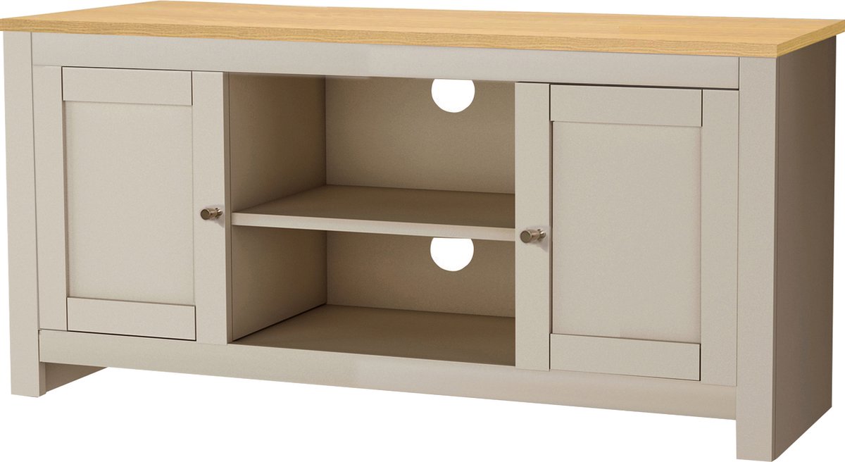 Notio Living Emerald|TV-meubel met 2 deuren in eikenlook en creme