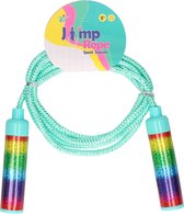 Kids Fun Springtouw speelgoed Rainbow glitters - groen - 210 cm - buitenspeelgoed