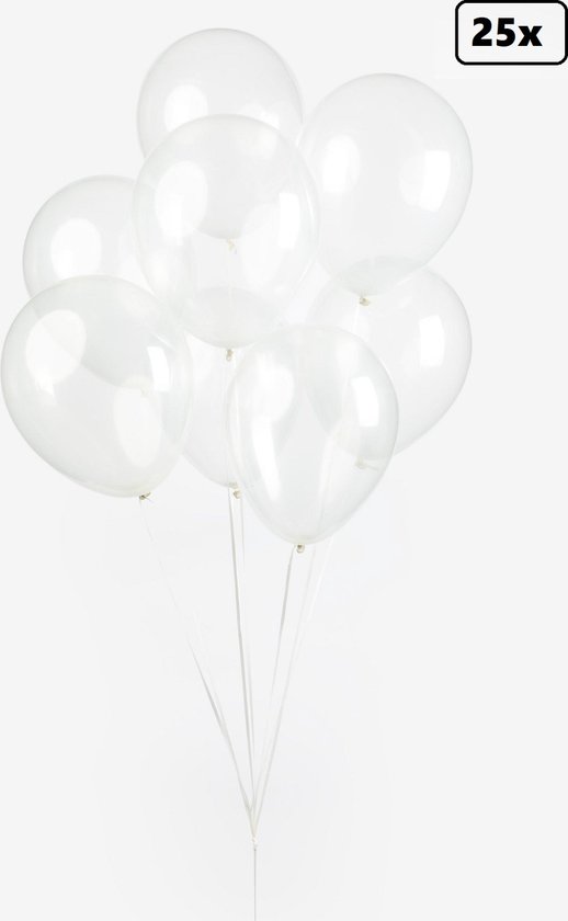 25x Ballon doorzichtig 30cm - Festival feest party verjaardag landen helium lucht thema