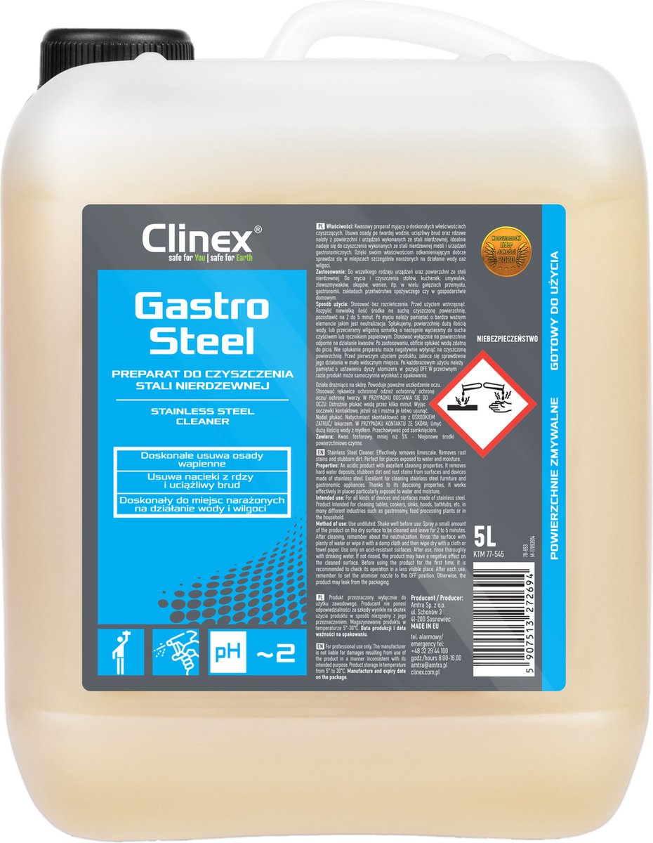 Clinex Gastro Steel RVS reiniger 5 liter