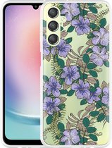 Cazy Hoesje geschikt voor Samsung Galaxy A24 4G Purple Flowers