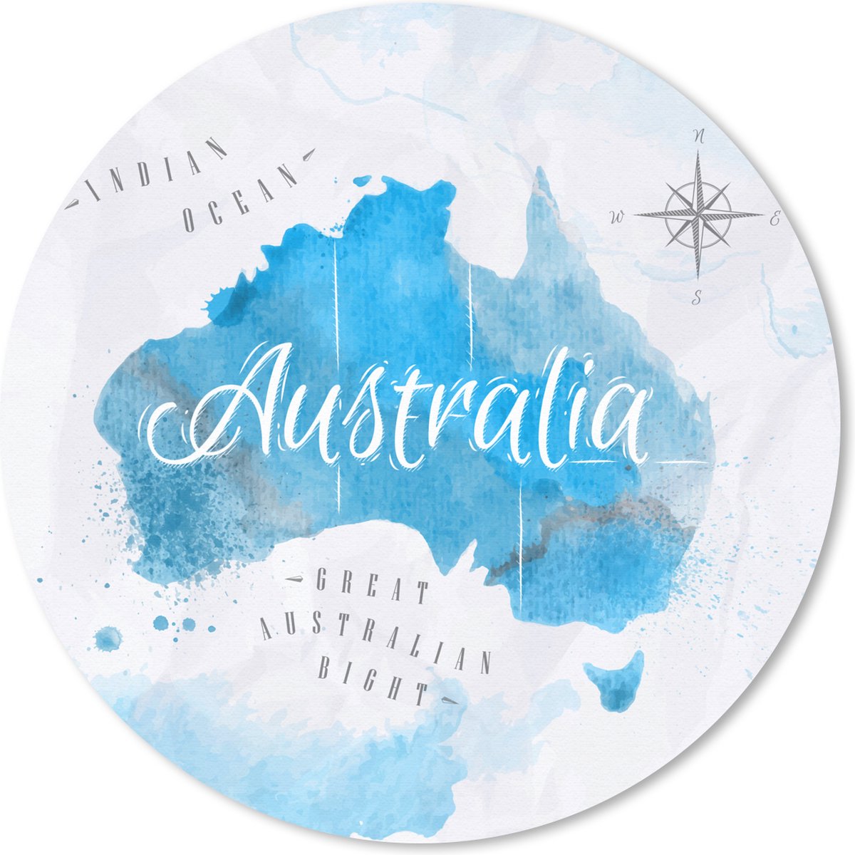 Muismat rond 40x40 cm - Mousepad Wereldkaarten - Australië - Olieverf - Ronde muismatten