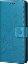 Xiaomi Redmi Note 10 5G Hoesje - Coverup Bloemen & Vlinders Book Case - Blauw