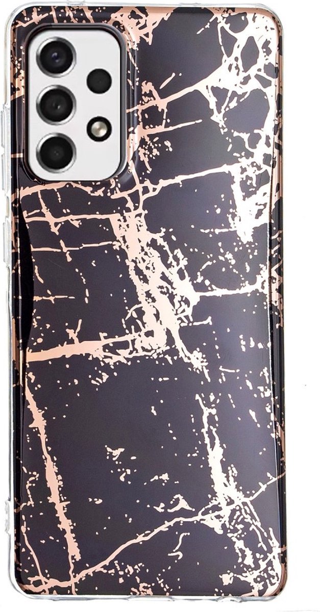 Coverup Hoesje - Geschikt voor Samsung Galaxy A53 Hoesje - Coverup Marble Design TPU Back Cover - Black Gold