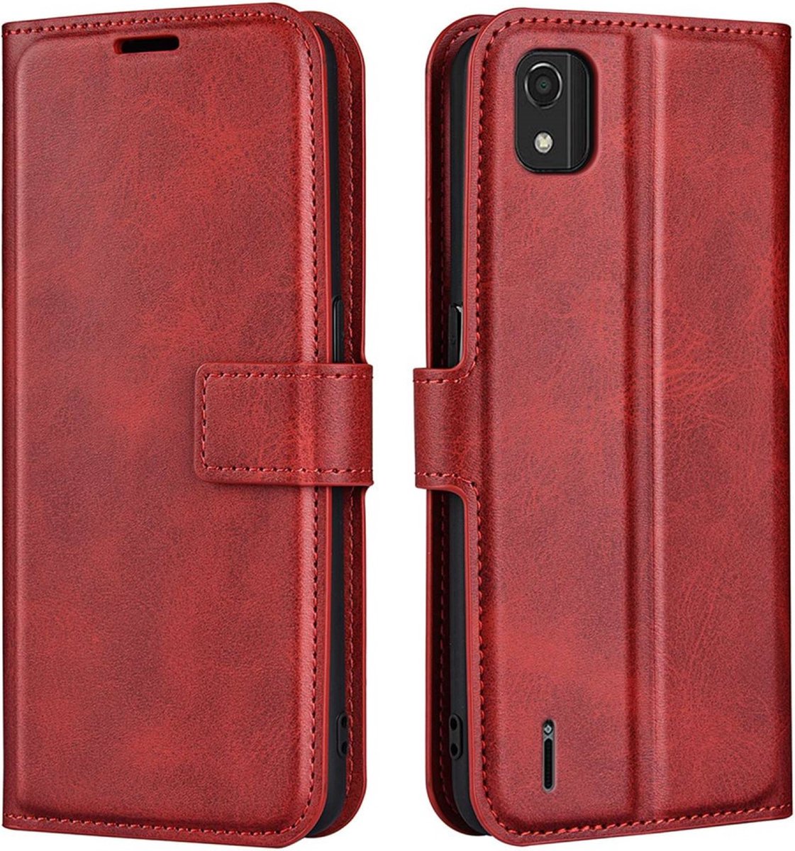 Coverup Hoesje - Geschikt voor Nokia C2 2E Hoesje - Coverup Deluxe Book Case - Rood