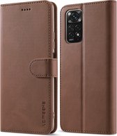 LC.IMEEKE Luxe Book Case - Geschikt voor Xiaomi Redmi Note 11 Pro 5G Hoesje - Donkerbruin
