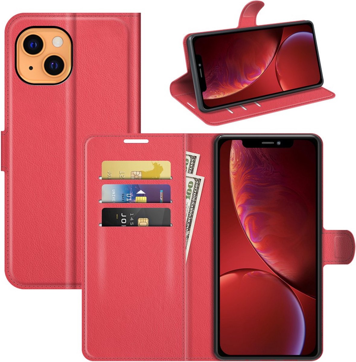 Coverup Hoesje - Geschikt voor iPhone 13 Hoesje - Coverup Book Case - Rood