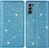 Coverup Glitter Book Case - Geschikt voor Samsung Galaxy S22 Hoesje - Blauw