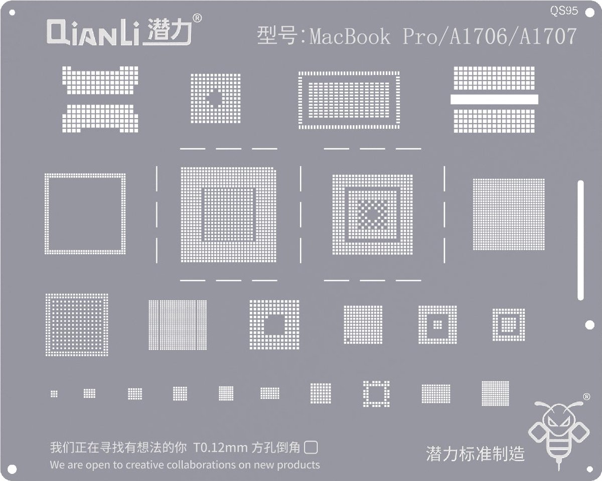 Qianli Bumblebee Stencil - MacBook Pro A1706/A1707 - Solder Stencil - Reballing Stencil - Universal Model