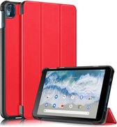 Tri-Fold Book Case met Wake/Sleep - Geschikt voor Nokia T10 Hoesje - Rood