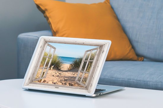 Autocollant pour ordinateur portable - 11,6 pouces - Vue à travers - Plage - Mer - Dunes - Sable - Water - Marram - 30x21cm - Autocollants pour ordinateur portable - Peau pour ordinateur portable - Housse