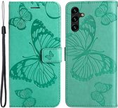 Coverup Vlinders Book Case - Geschikt voor Samsung Galaxy A34 Hoesje - Groen