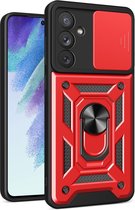 Coverup Ring Kickstand Back Cover met Camera Shield - Geschikt voor Samsung Galaxy A54 Hoesje - Rood