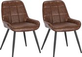 Set van 2 Stoelen - Luxe Eetkamerstoel - Eetkamerstoelen - 2 stoelen - Moderne look - Bruin