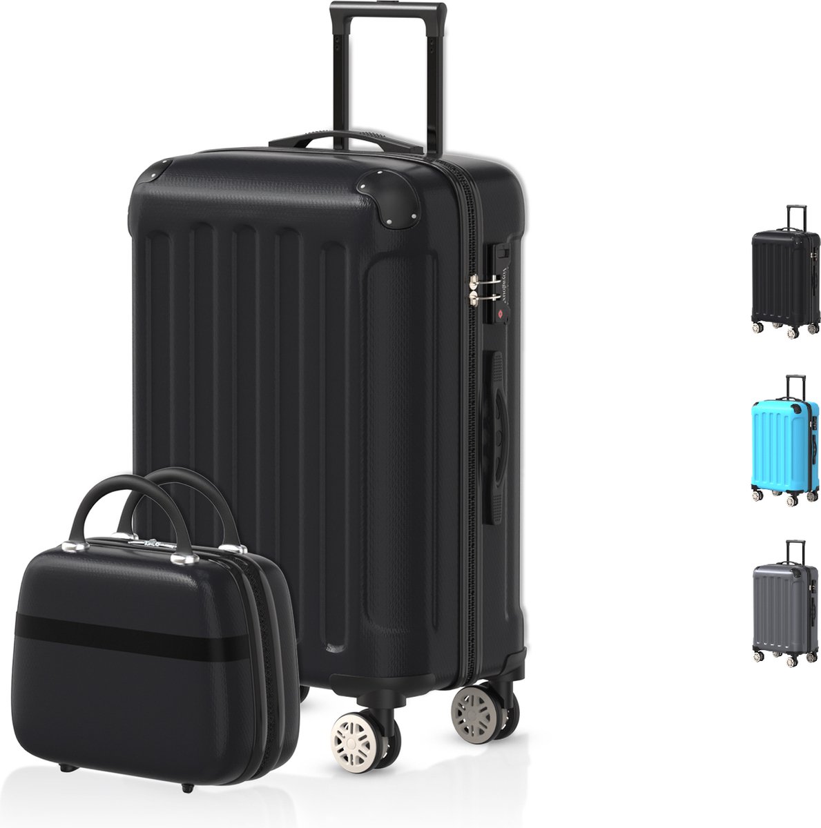 Voyagoux® Kofferset 2 delig - ABS kofferset - XS / S - Koffer - Zwart