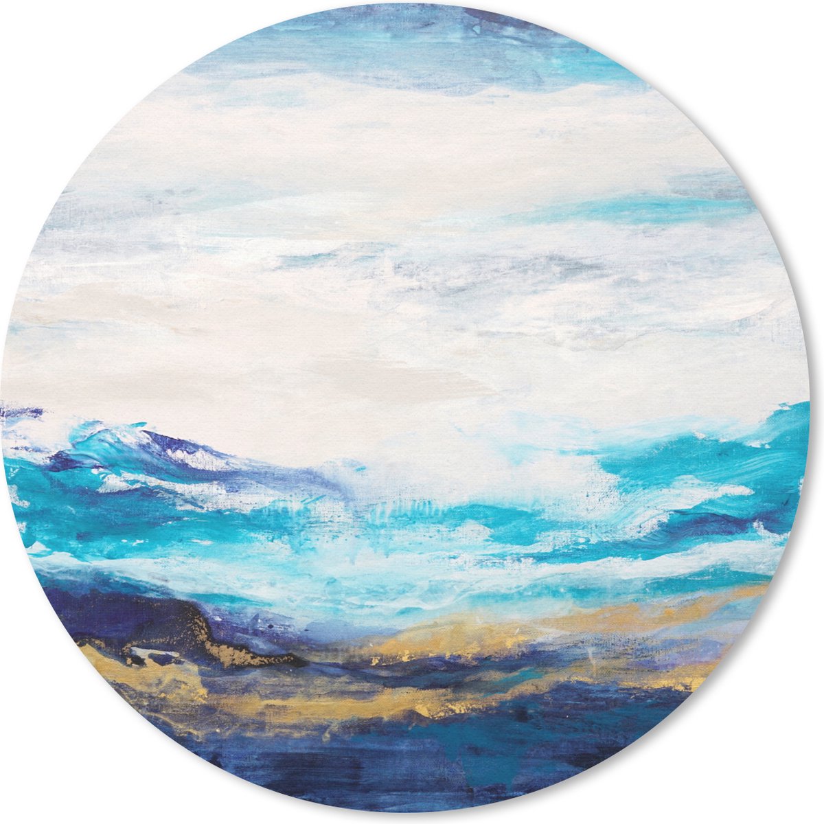 Muismat rond 30x30 cm - Mousepad Blauw - Schilderij - Abstract - Verf - Ronde muismatten