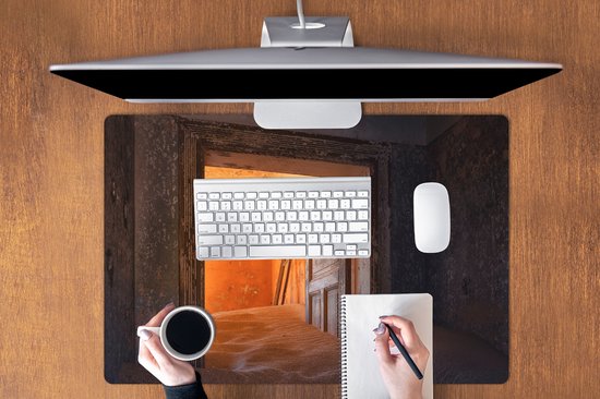 Tapis de souris XXL - Sous-main - Tapis de bureau - Porte - Sable - Maison - Architecture - 90x60 cm - Tapis de souris XXL