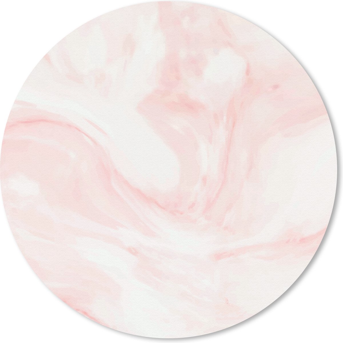 Muismat rond 20x20 cm - Mousepad Marmer - Wit - Roze - Pastel - Ronde muismatten