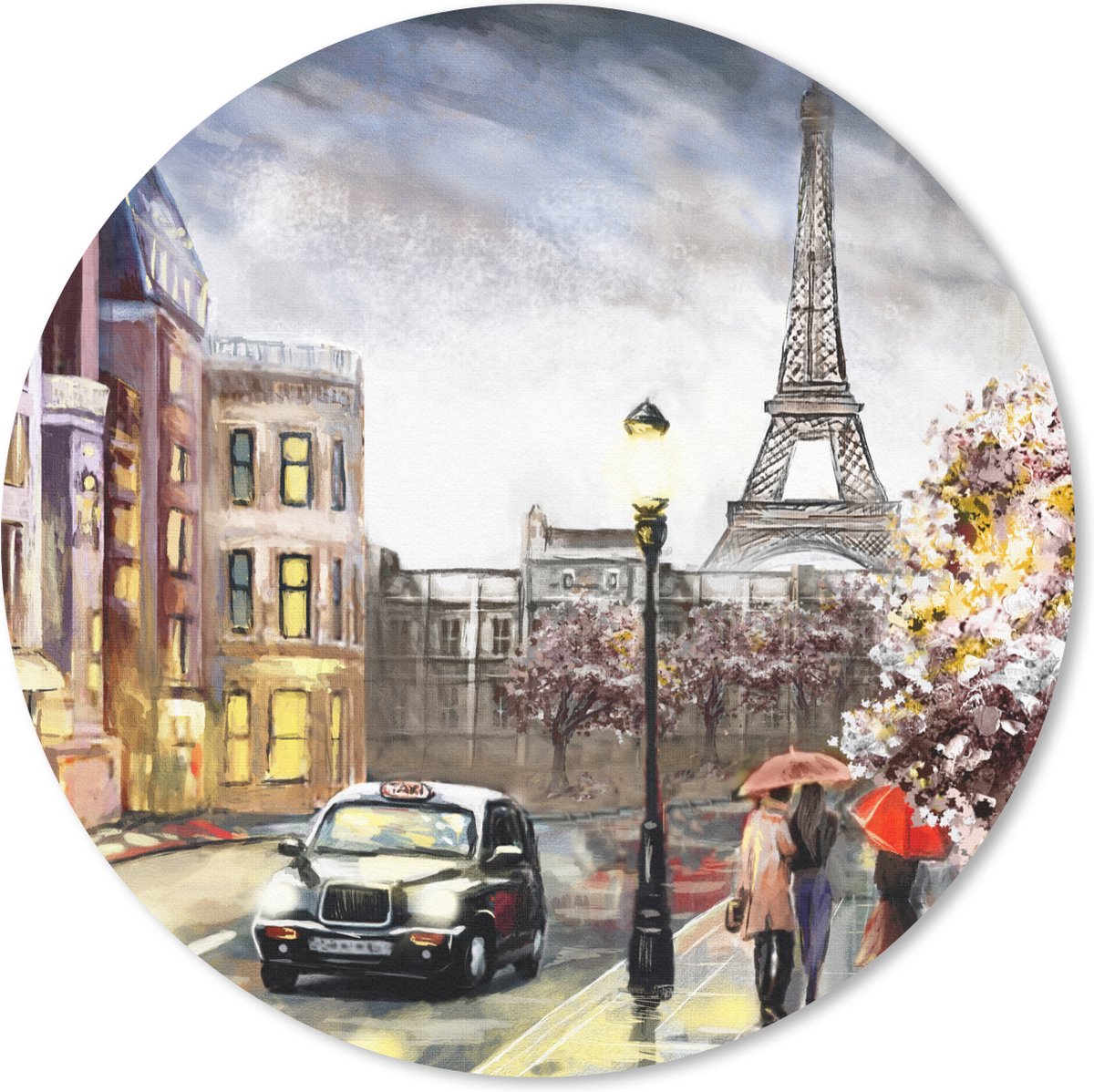 Muismat rond 40x40 cm - Mousepad Schilderij - Parijs - Frankrijk - Olieverf - Ronde muismatten