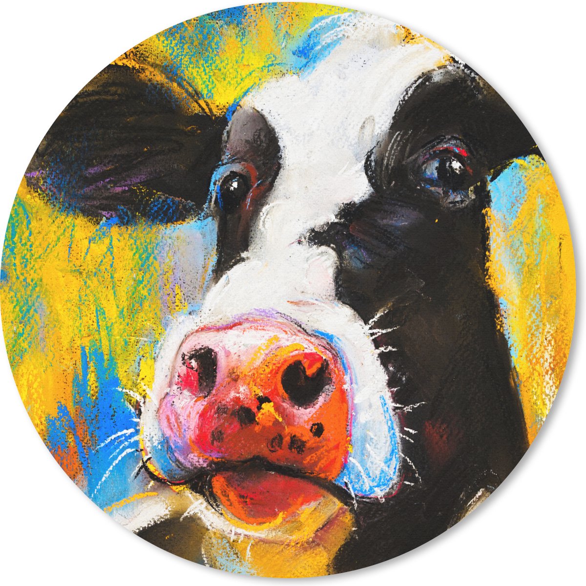 Muismat rond 30x30 cm - Mousepad Schilderij - Olieverf - Koe - Dieren - Ronde muismatten