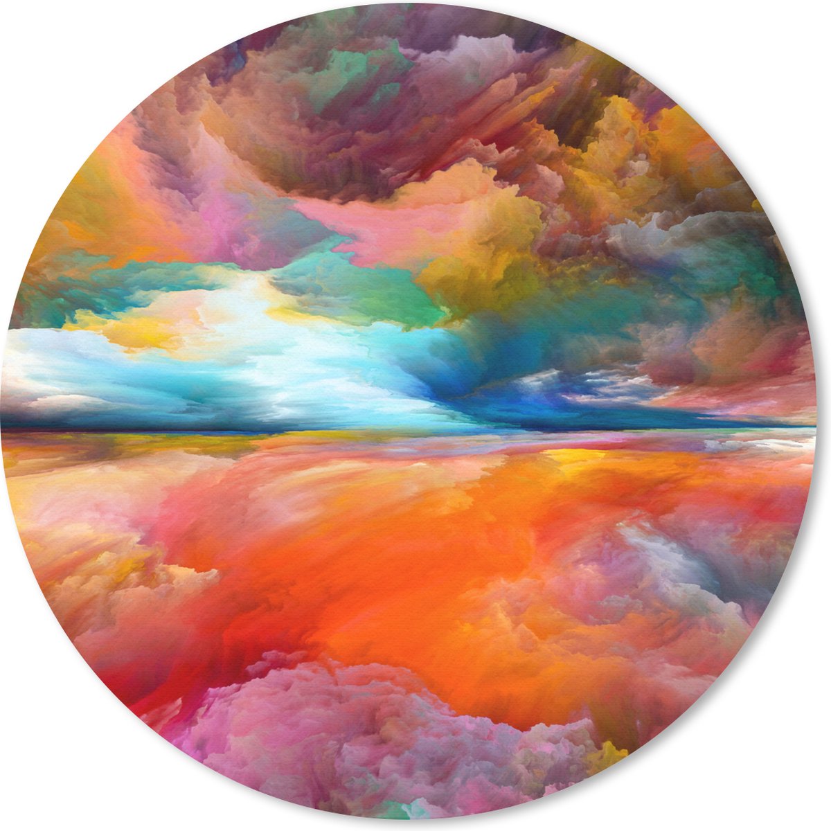 Muismat rond 40x40 cm - Mousepad Schilderij - Olieverf - Abstract - Wolken - Ronde muismatten
