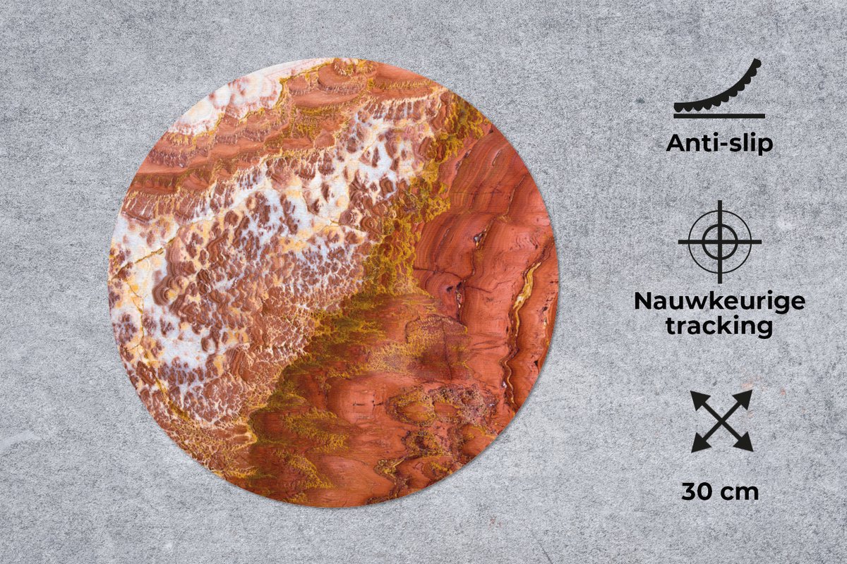 Muismat rond 30x30 cm - Mousepad Marmer - Natuursteen - Textuur - Ronde muismatten