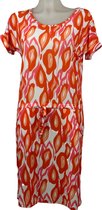 Angelle Milan – Travelkleding voor dames – Rood/Oranje/Witte Strik Jurk – Ademend – Kreukherstellend – Duurzame jurk - In 4 maten - Maat L