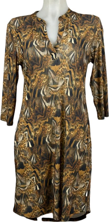 Angelle Milan – Travelkleding voor dames – Panter print Jurk – Ademend – Kreukherstellend – Duurzame jurk - In 5 maten - Maat M