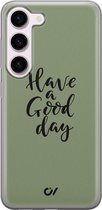 Hoesje geschikt voor Samsung Galaxy S23 - Good Day - Tekst - Groen - Soft Case Telefoonhoesje - TPU Back Cover - Casevibes