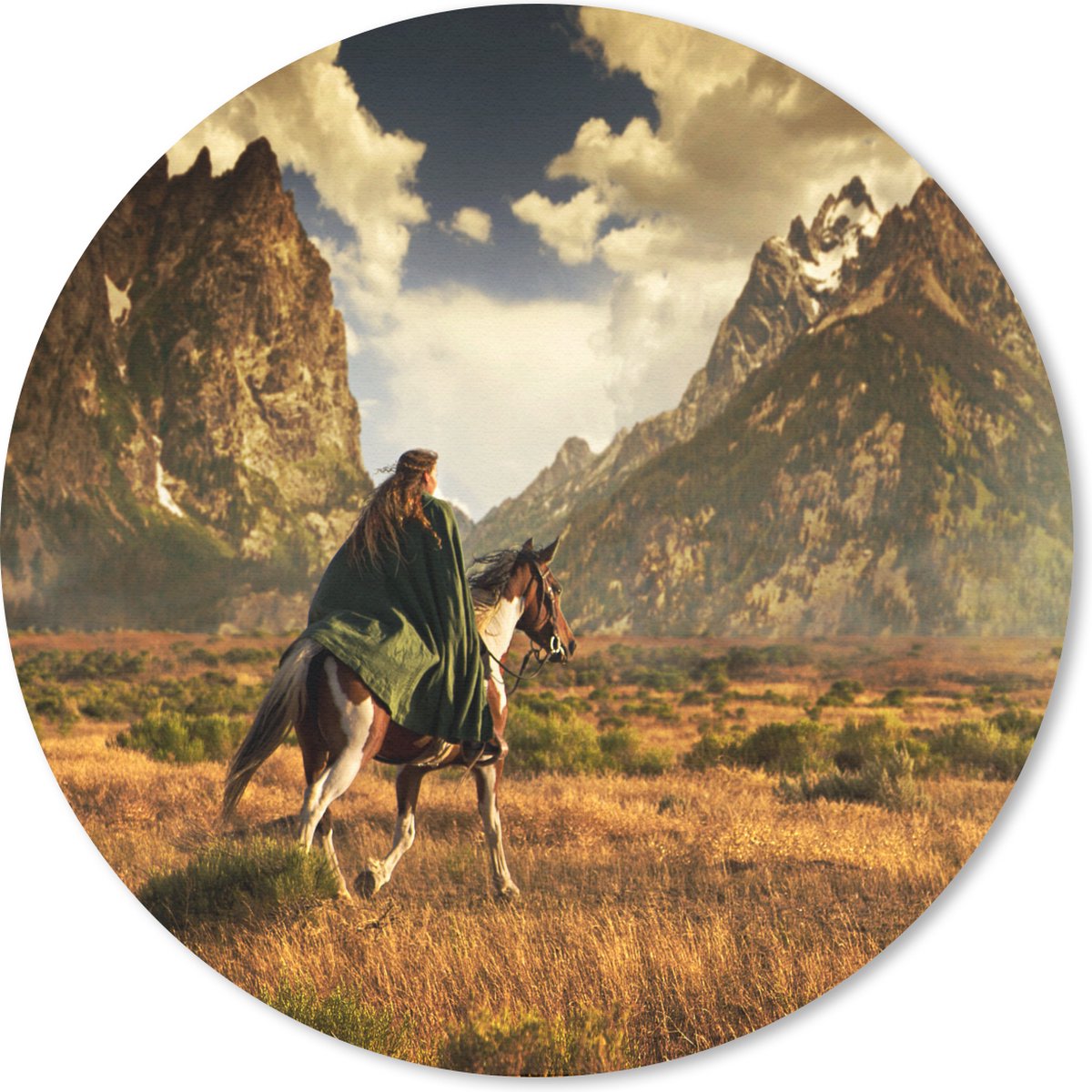 Muismat rond 20x20 cm - Mousepad Paard - Ruiter - Natuur - Ronde muismatten