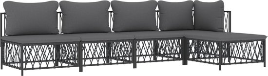 vidaXL-5-delige-Loungeset-met-kussens-staal-antracietkleurig