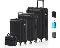Voyagoux® 4-delige kofferset - ABS kofferset - L / M / S / XS - Koffer - Zwart