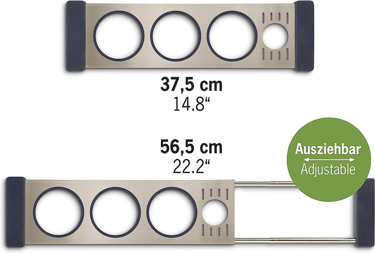 Goedkoopste Flessenhouder voor 3 flessen bijv. glazen karaffen van het merk SodaStream of thermobeker. Flessenafdruiprek boven de gootsteen. Roestvrij staal, beschermende ringen siliconen