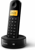 Téléphone Philips D2602B/01 - Écran graphique 1,6" - Autonomie en conversation 16 heures - Identification de l'appelant - Raccourcis - Combiné autonome avec haut-parleur - Zwart
