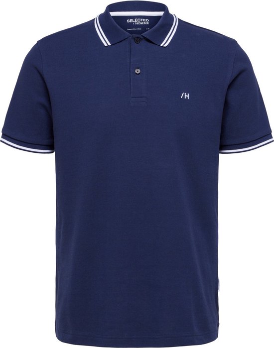 Selected - Heren Polo SS Dante Sport Polo - Blauw - Maat S