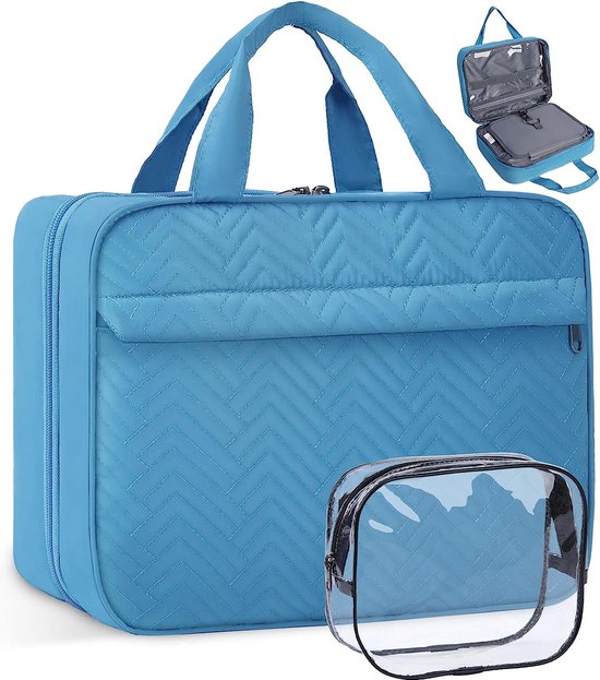 Trousse De Toilette Voyage Transparente - Set 3 Pièces Séparation Sèche/humide, étanche, Grande Capacité - Idéale Pour Homme Et Femme