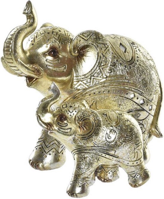 Decoratieve figuren DKD Home Decor Olifant Gouden Hars (17 x 11 x 15 cm)