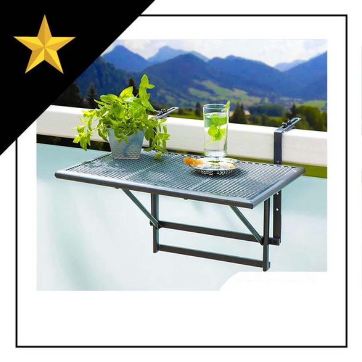 Table de balcon pliable 60x65x40cm | Résistant aux intempéries – suspension  de table... | bol