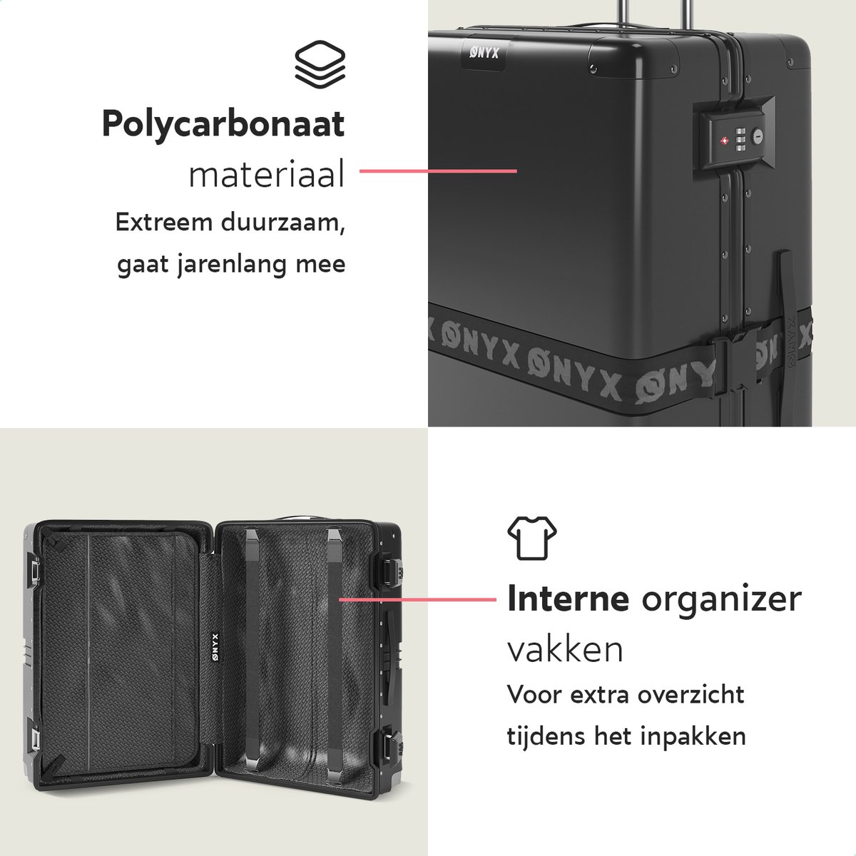 ONYX® Handbagage en Check-in koffer - Kofferset 33L/65L/100 L - TSA slot -  Spinner... | bol