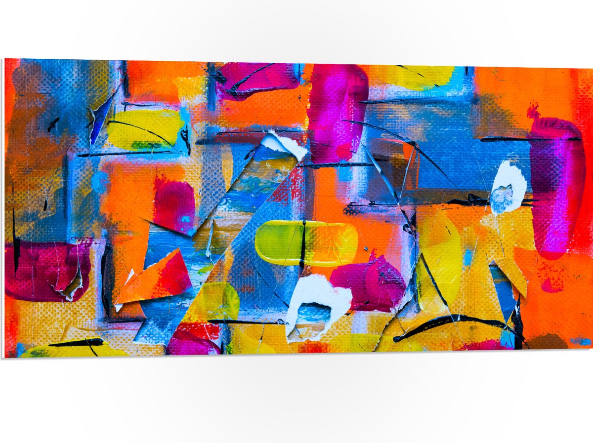 PVC Schuimplaat - Vegen en Vakken van Verschillende Kleuren Verf - 100x50 cm Foto op PVC Schuimplaat (Met Ophangsysteem)