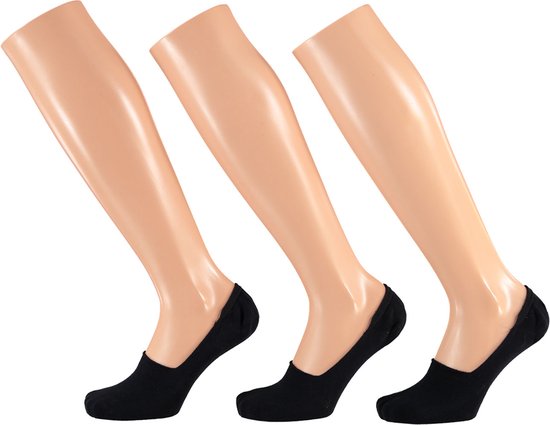 Apollo - Footies unisex - Zwart - 3-Pak -Maat 31/35 - Footies dames - Footies meisjes - Kousenvoetjes - Multipack sokken