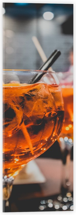 Acrylglas - Oranje Drankje in Glazen - 20x60 cm Foto op Acrylglas (Wanddecoratie op Acrylaat)