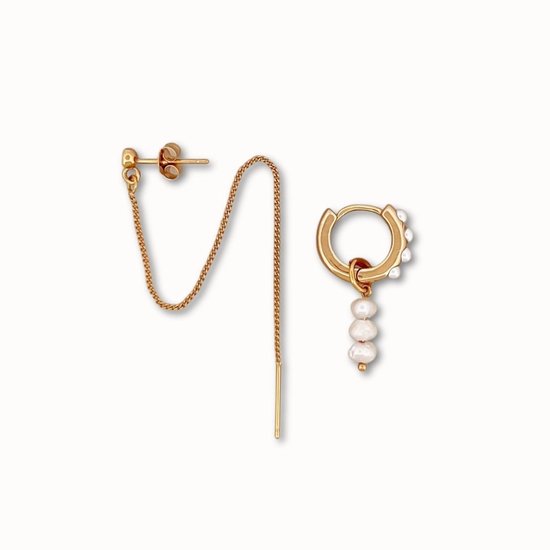 ByNouck Jewelry - Earparty Dot Pearls - Bijoux - Boucles d'oreilles pour femmes - Couleur or - Perles
